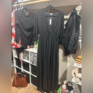 Kia Kimono Maxi Dress-Black